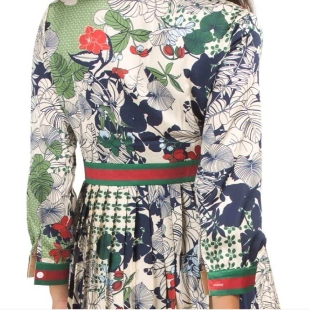 Dalia Macphee Tie Neck Printed Midi Dress. - Picture 8 of 16
